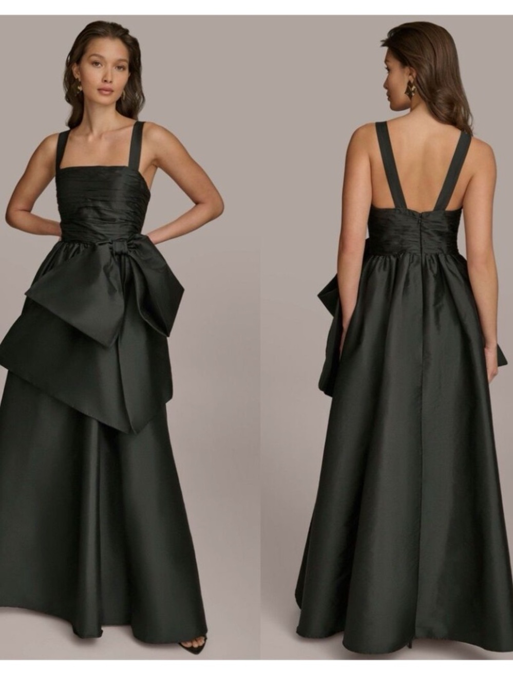 Donna Karan New York Black Ruched Ball Gown Dress Size 14 NWT Formal Evening